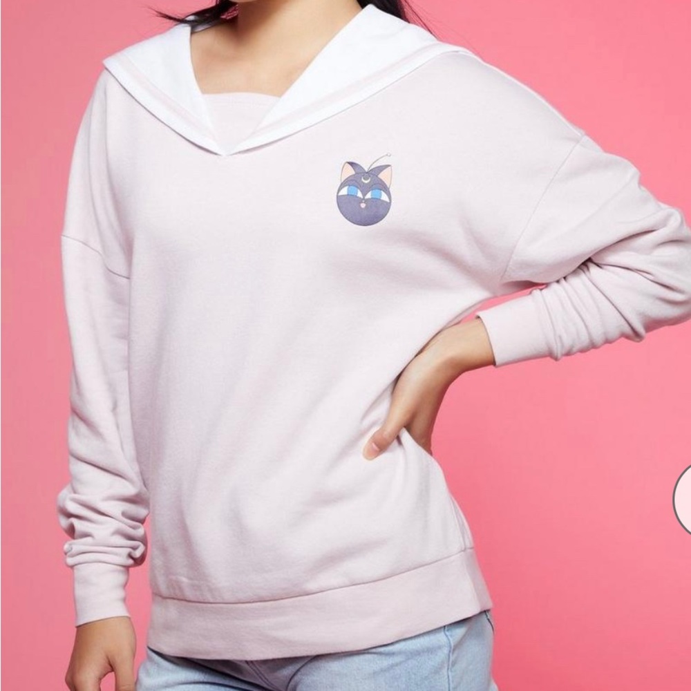 Sailor Moon Chibi Usa Pink Sweatshirt Sailor Collar